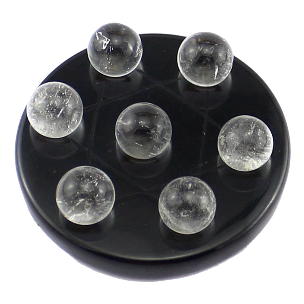 JAZZY PEARLS 1 Set Natural Semi-Precious Stones Seven Star Array Crystal with Base Clear