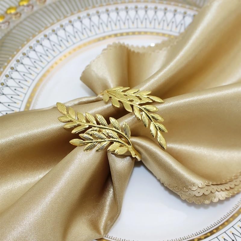 12Pcs Gold Silber Blatt Serviette Ringe Halter Herbst Serviette Schnalle for Hochzeit Party Home Küche Home Tisch Dekor (Color : HWL88-Gold)