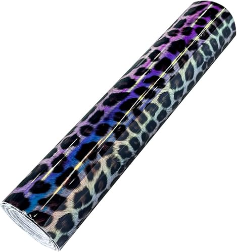 Miniatura 3 de HYANG - Rollo de hojas holográficas de piel sintética de leopardo rosa de 12 x 53 pulgadas, muy adecuado para hacer manualidades, aretes de cuero,