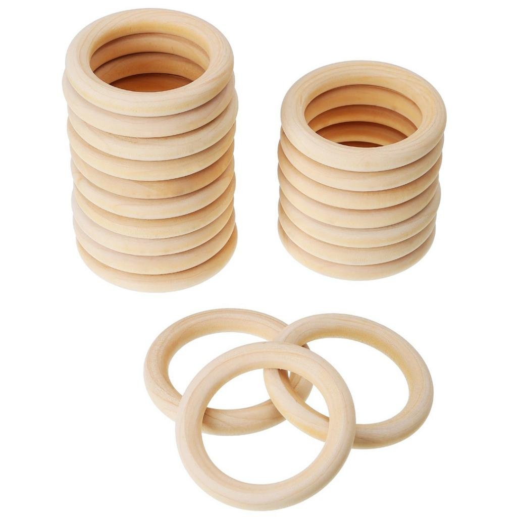 Furbabies 20pcs Unfinished Blank Wooden Teether Rings  Maple   Wood  Baby Teething Craft DIY  Toys  45mm
