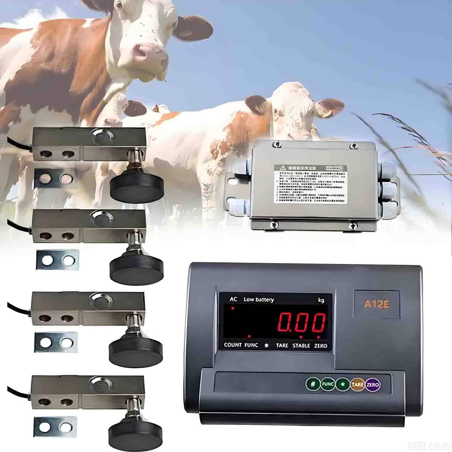 UORDBY Livestock Scale Kit, Load Capacity High Precision Indicator Floor Scale Kit with 4 Load Cells and Connection Box, Animal Scale Kit for Cattle Pigs Sheep Goats 3000kg