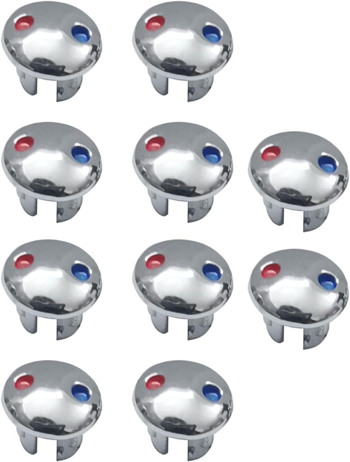 10Pcs Silver Hot/Cold Indicator for Taps, Hot and Cold Water Signs, Buttons for Kitchen, Bathroom, Sink, Faucet Water Heaters Parts