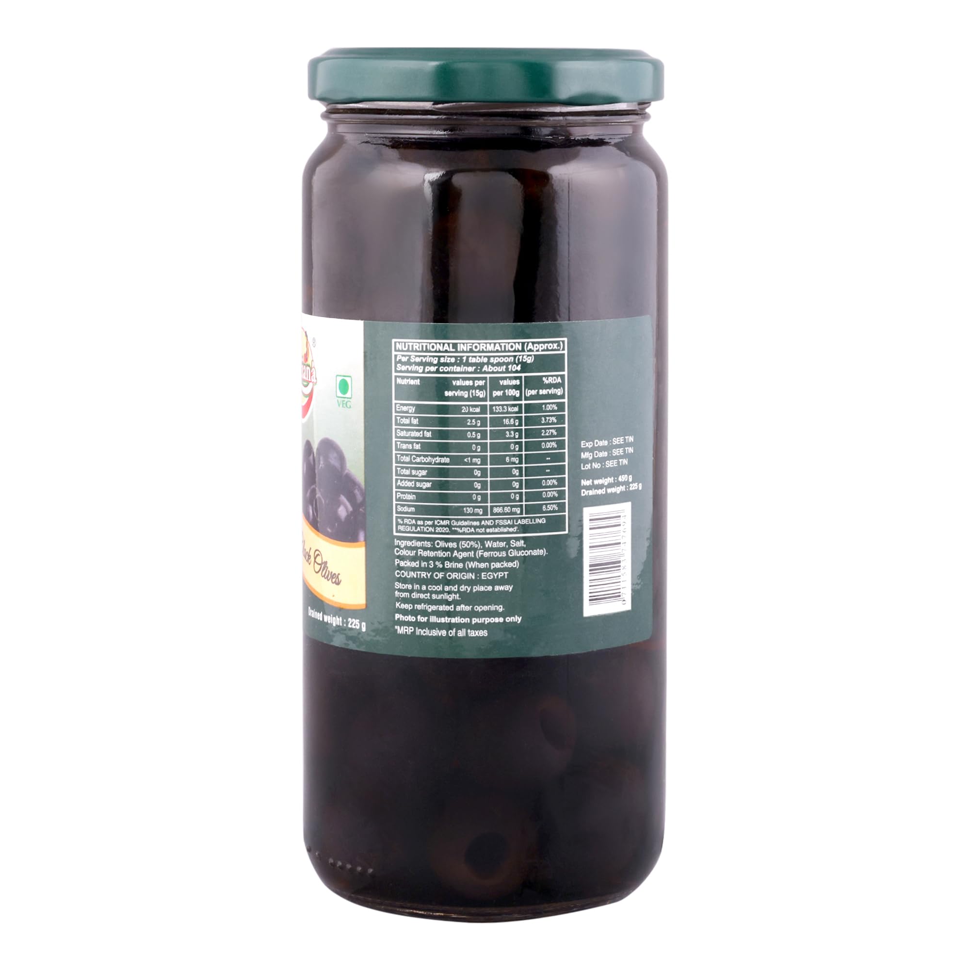 Luciana Pitted Black Olives 450g β Ready-to-Use Seedless Black Olives for Pizza, Pasta, Salads, Sandwiches, Mediterranean Recipes, Appetizers & Snacks | Convenient Vegetarian Ingredient 1