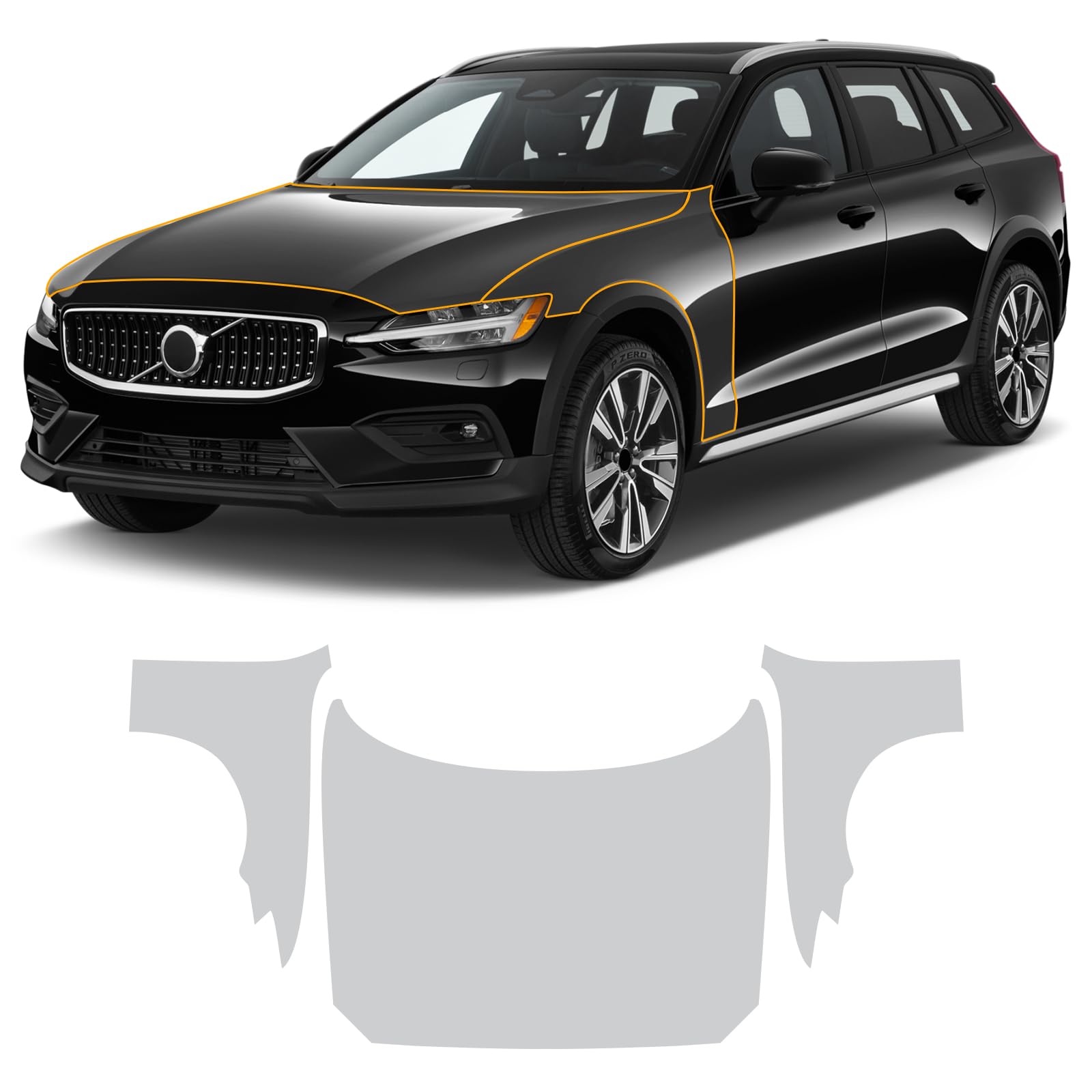 グロスブラック　ボルボ V60 ZB系 モール　プロテクトフィルム Amazon.com: FDAIUN Precut Car Paint Protective Film for Volvo V60
