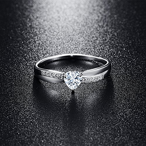 925 Sterling Silver Heart Promise Rings for Her Cubic Zirconia/Sapphire Women's Heart Ring Infinity Twisted Engagement Jewelry Gifts for Wedding, Anniversary, Christmas Size 5-103