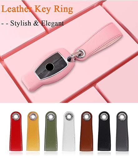 Miniatura 5 de SANRILY Funda para llave de Mercedes Benz A B C E R Class GLK GLA GLC GLE CLS SLK AMG Funda protectora de llave con llavero blanco