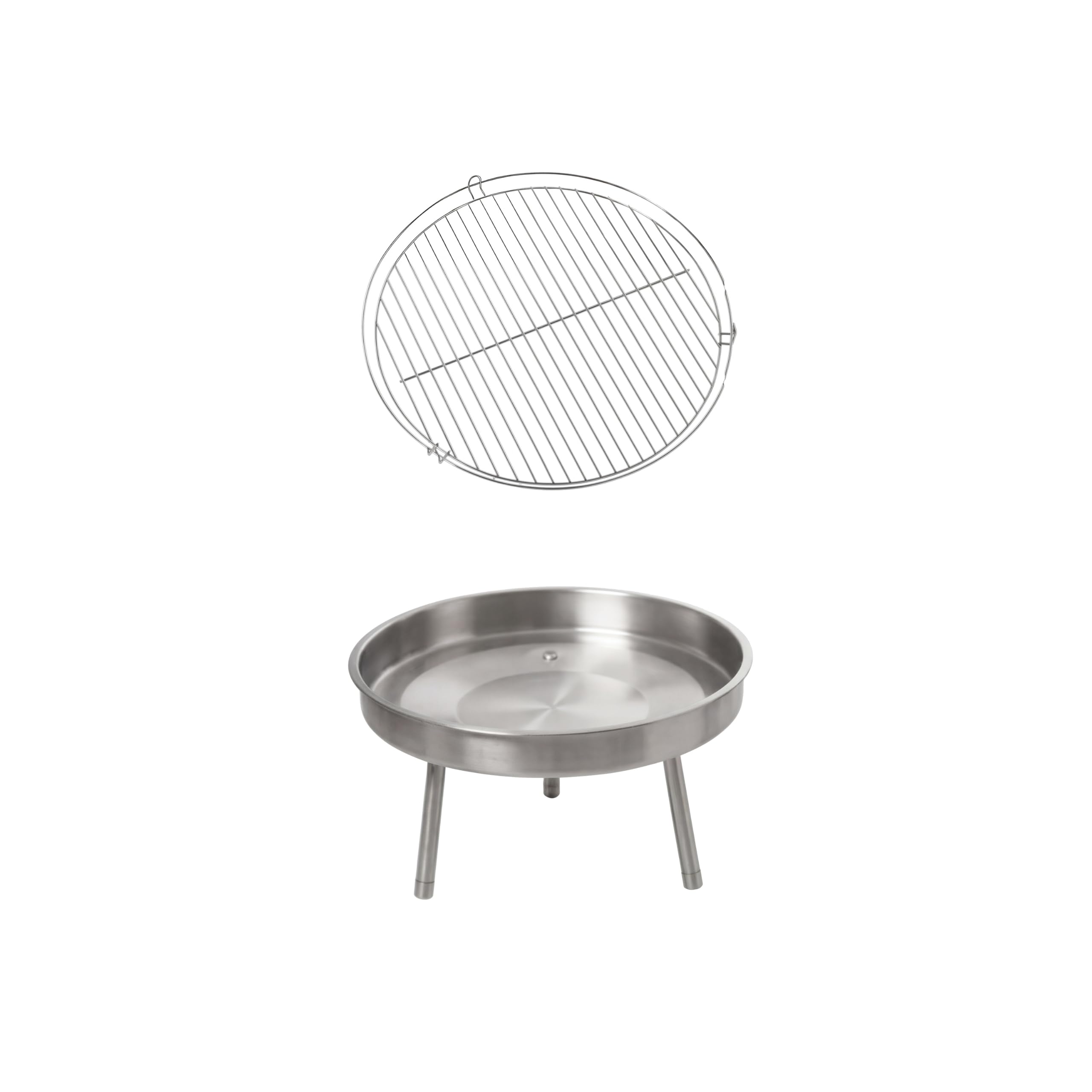 HKG 100 - Schwenkgrill aus Edelstahl mit Feuerschale, Dreibein | Dreibein Schwenker Holzkohlegrill, Höhenverstellbar, Komplett Set, Große Grillfläche Ø 50 cm, Für Camping und Garten