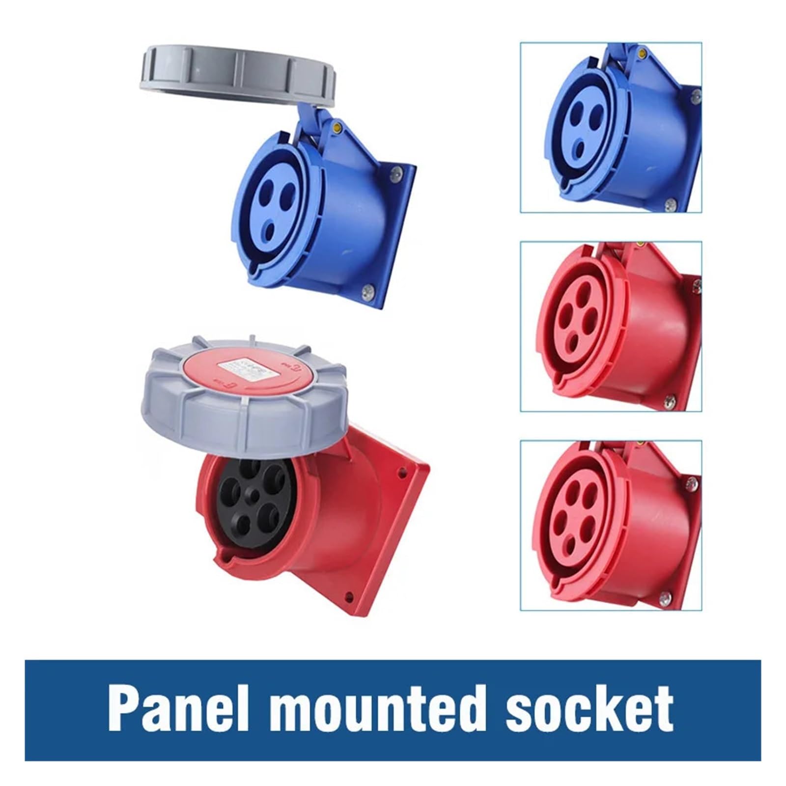 1pc IP67 Waterproof Industrial Plug and Socket 16A 32A 63A 125A Wall Mounted Socket Panel Mounted Coupler 220V — view 5