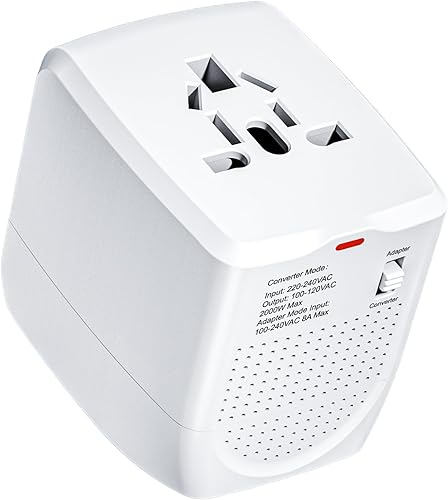 Adaptador de viaje internacional convertidor de voltaje a reductor de 220 V a 110 V para alisadores de cabello, portátiles, teléfonos celulares,