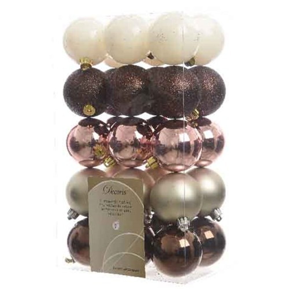 Kaemingk Brown/Gold/Red/White 6Cm Christmas Baubles - & Xmas Tree Decorations - Shatterproof Balls