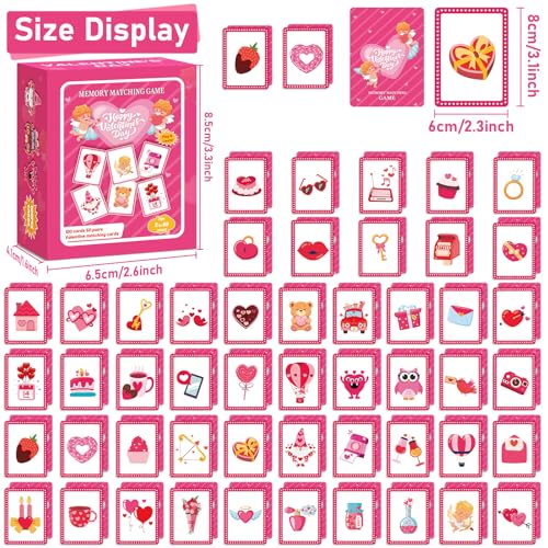 Image of gisgfim 100 PCS Memory Matching Game Valentine's Day Concentration Memory Games Card Educational Game for Kids Educational Ages 3-8 A Fun & Fast Heart Gnome Matching Games