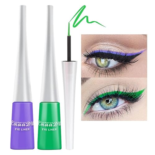 Juego de 2 delineadores de ojos lĂquidos color morado verde colorido impermeable de colores para mujeres sellos lĂquidos formas para ojos Juego de 2 delineadores de ojos lĂquidos color morado verde colorido impermeable de colores para mujeres sellos lĂquidos formas para ojos