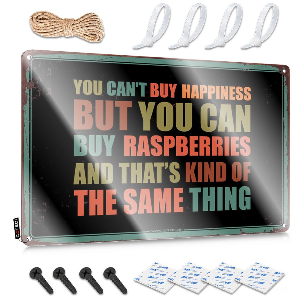 You Can't Buy Happiness But You Can Buy Raspberries Patriotic Summer - Tin Wall Decor Soft Bath Hanging Wall Decor(30X40CM)