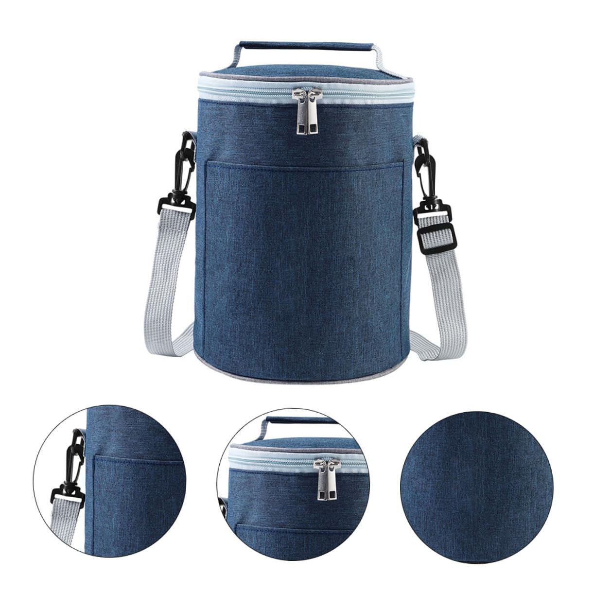 Toyvian Oxford Cloth Isoliertasche mit Aluminiumfolie Mittlere Runde Thermotasche für Camping und Mittagessen Tragbar Isolierend mit Griff und Schultergurt Auslaufsicher und Leicht zu