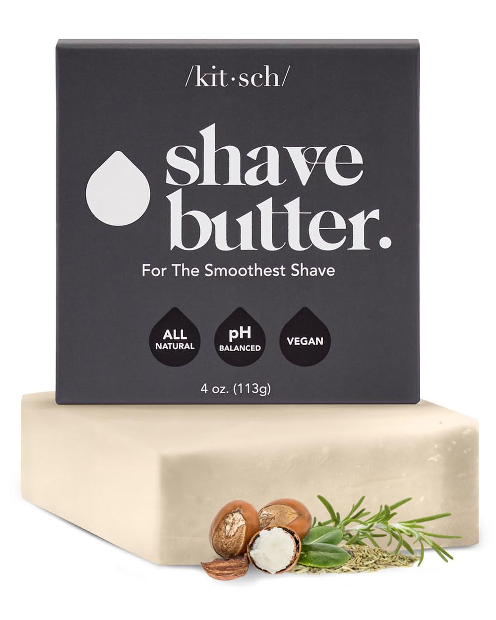 KitschSmooth Shave Butter for Men – Hydrating Shave Bar for Sensitive Skin | Paraben-Free & Sulfate-Free Shaving Bar | Shaving Bar for Soft, Smooth Skin | Eco-Friendly Shave Bar - 4 oz