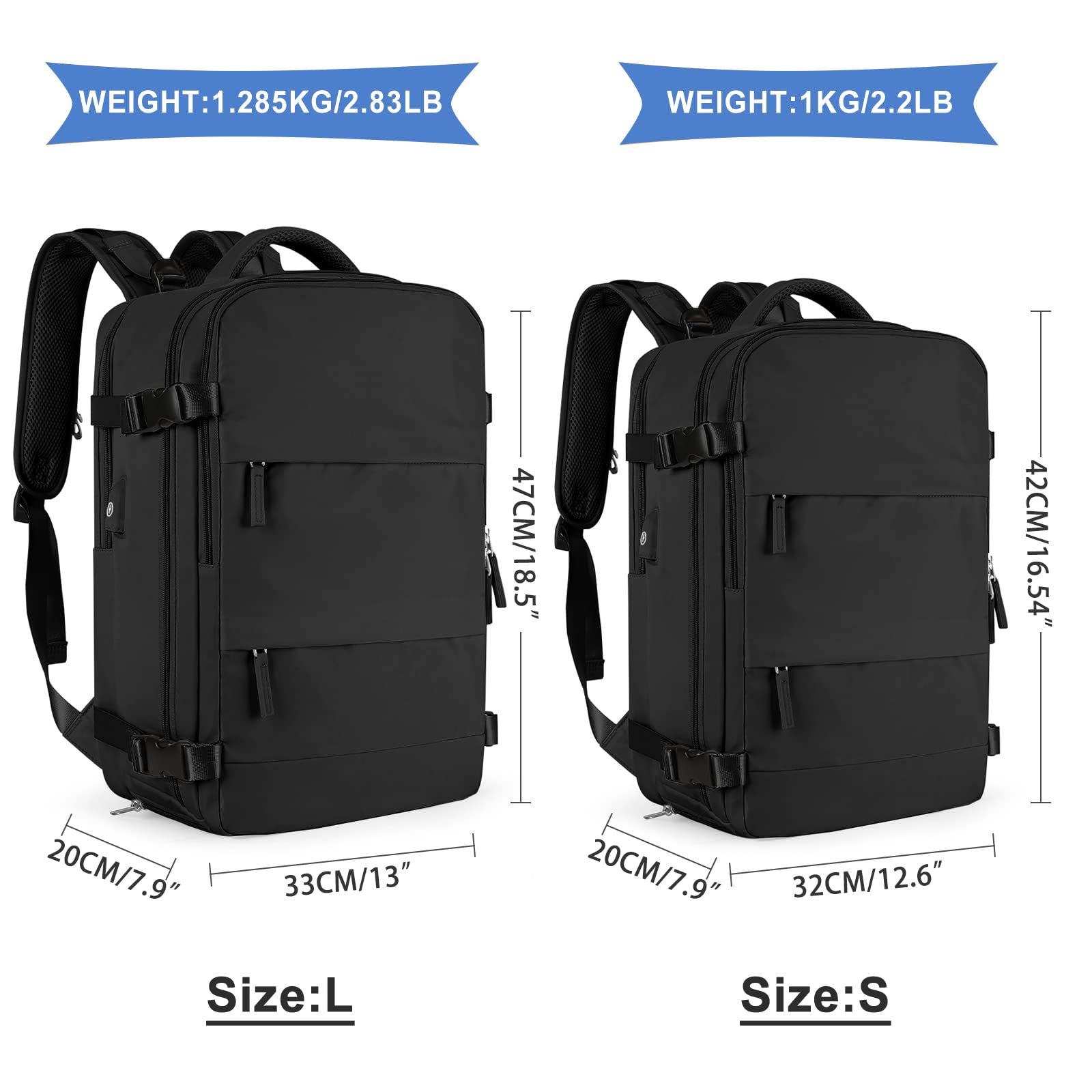 BJLFS Borse da Cabina per Ryanair 40x20x25 Bagaglio a Mano Zaino Borsa Zaino da Viaggio, Zaino da trekking,Zaino Easyjet 45x36x20,Zaino Casual per laptop da 14 pollici per scuola