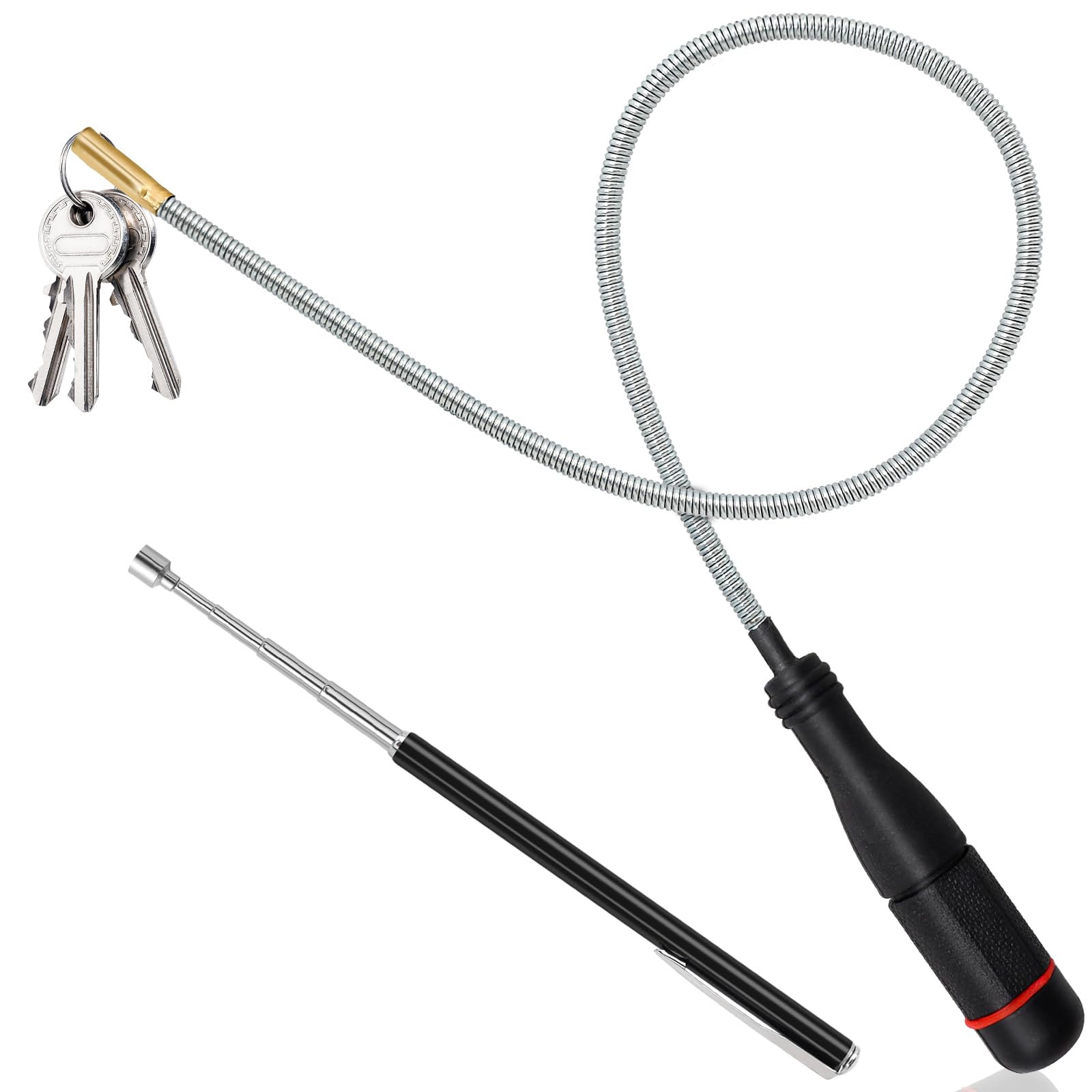 Imán de varilla flexible 55 cm + barra magnética retráctil 55 cm elevador de pared flexible recoge tornillos llaves piezas pequeñas