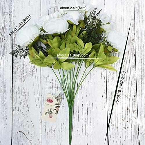 Image of FiveSeasonStuff Vintage Artificial Peonies Silk Peony Flowers and Hydrangeas for Wedding Bridal Home Decor - Beautiful Floral Centerpiece Arrangement Decoration with 2 Bouquets (Ivory White)