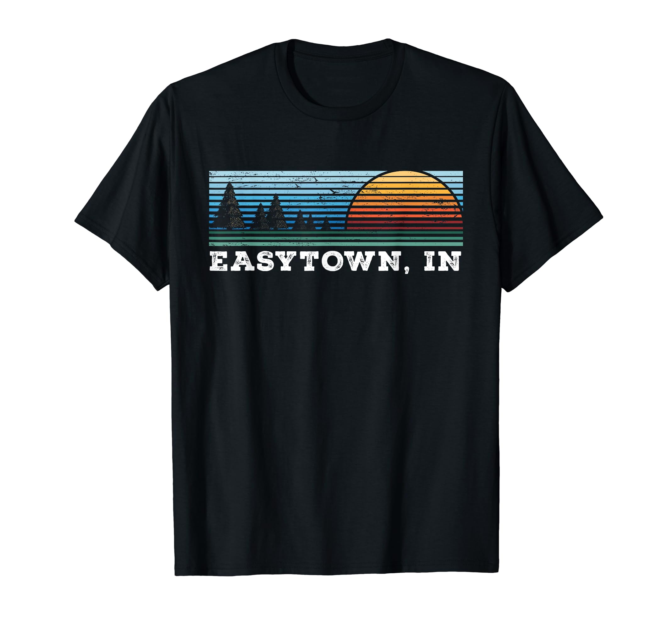 Retro Sunset Stripes Easytown, Indiana T-Shirt