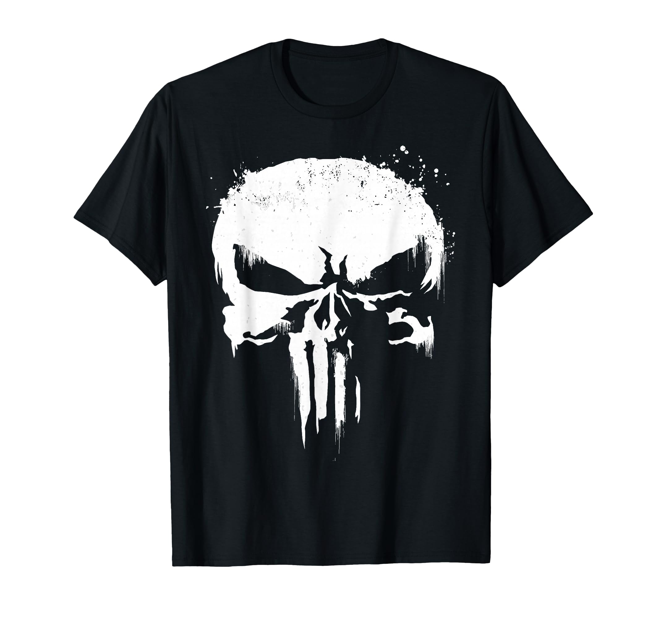 Punisher White Paint Splatter Skull Graphic T-Shirt T-Shirt