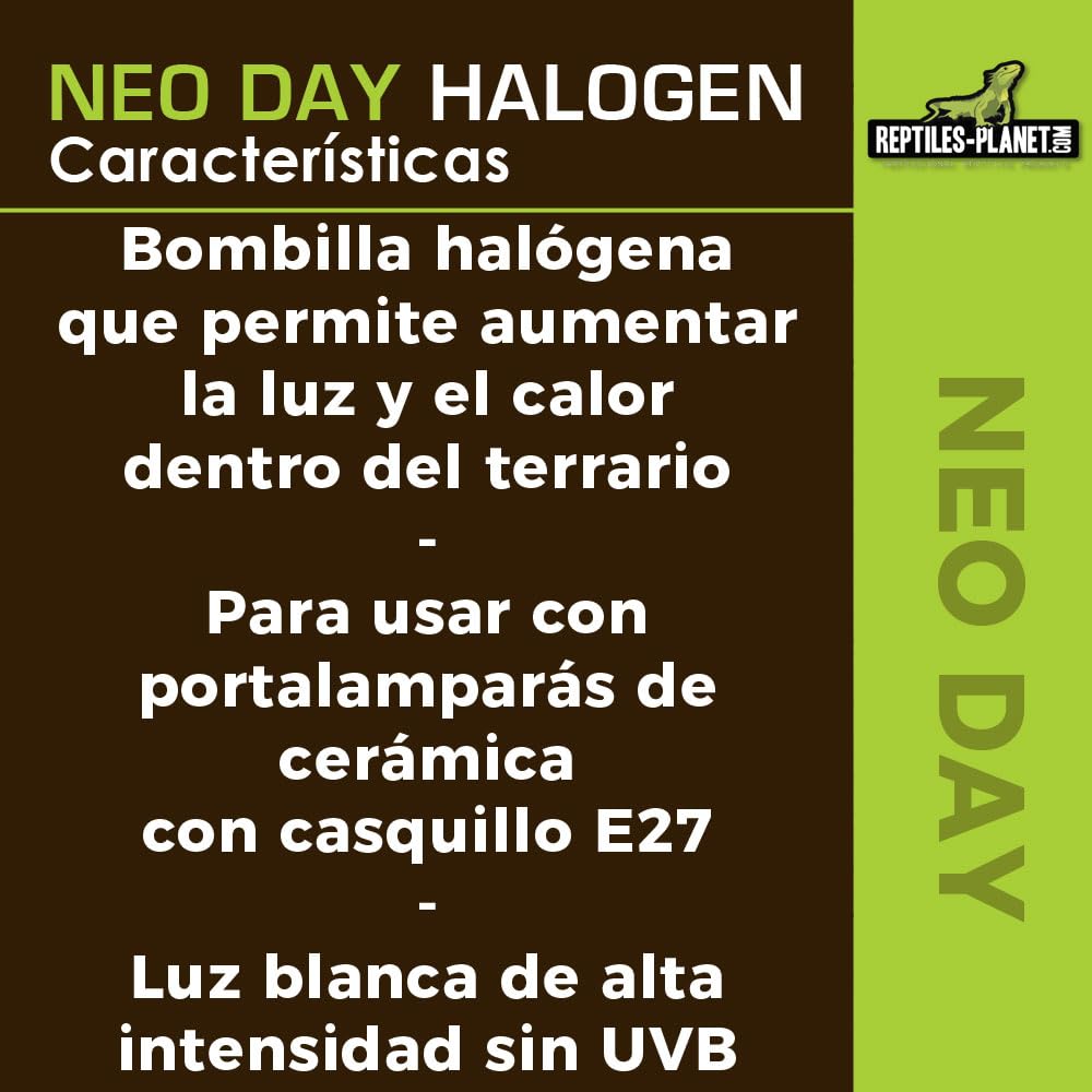 Reptiles Planet Neo Day Halogen - Bombilla térmica para Terrario (35 W, Color Blanco