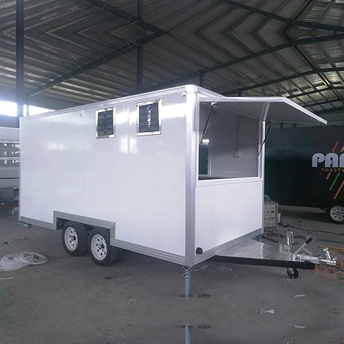 15FT Vending Cart Trailer, Mobile Food Trailers for Sale Food Truck Trailers Full Kitchen, Concession Food Truck Trailers Hot Dog Vending Cart Ice Cream Trailer(4.5 * 2.1 * 2.35m)