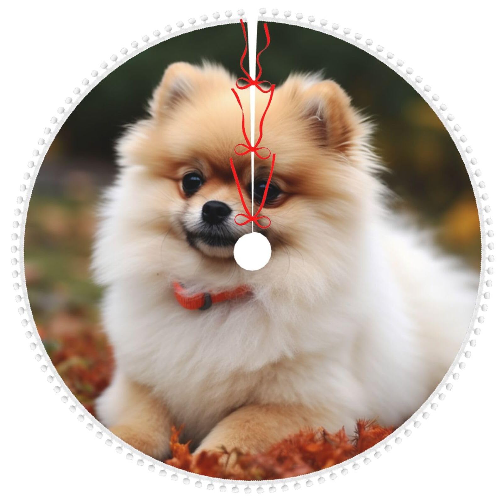 Couvre-pied de sapin motif chien poméranie 122 cm le cadeau de Noël idéal