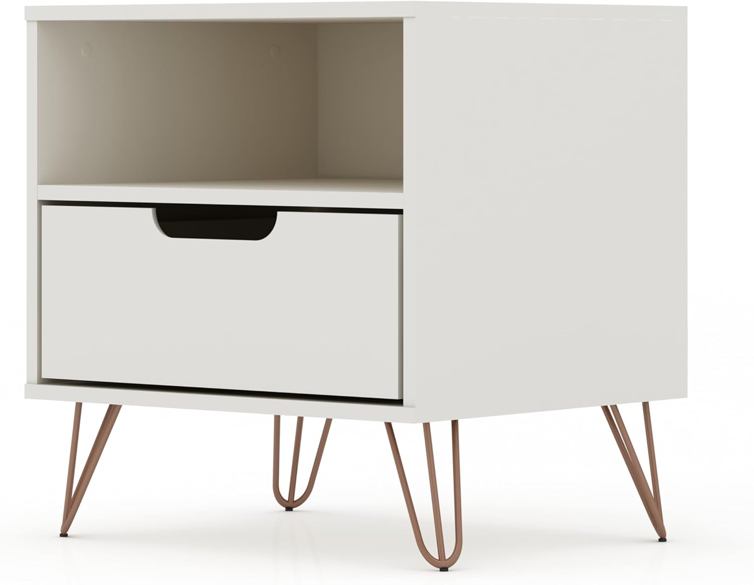 Off-White 1-Drawer Nightstand with Hairpin Legs