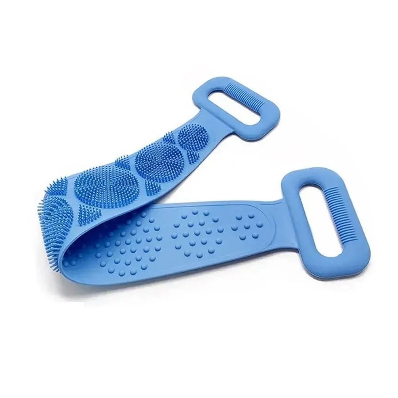 Esponja corporal de silicona, toalla de baño, exfoliante de espalda, cinturón de masaje (azul morado)
