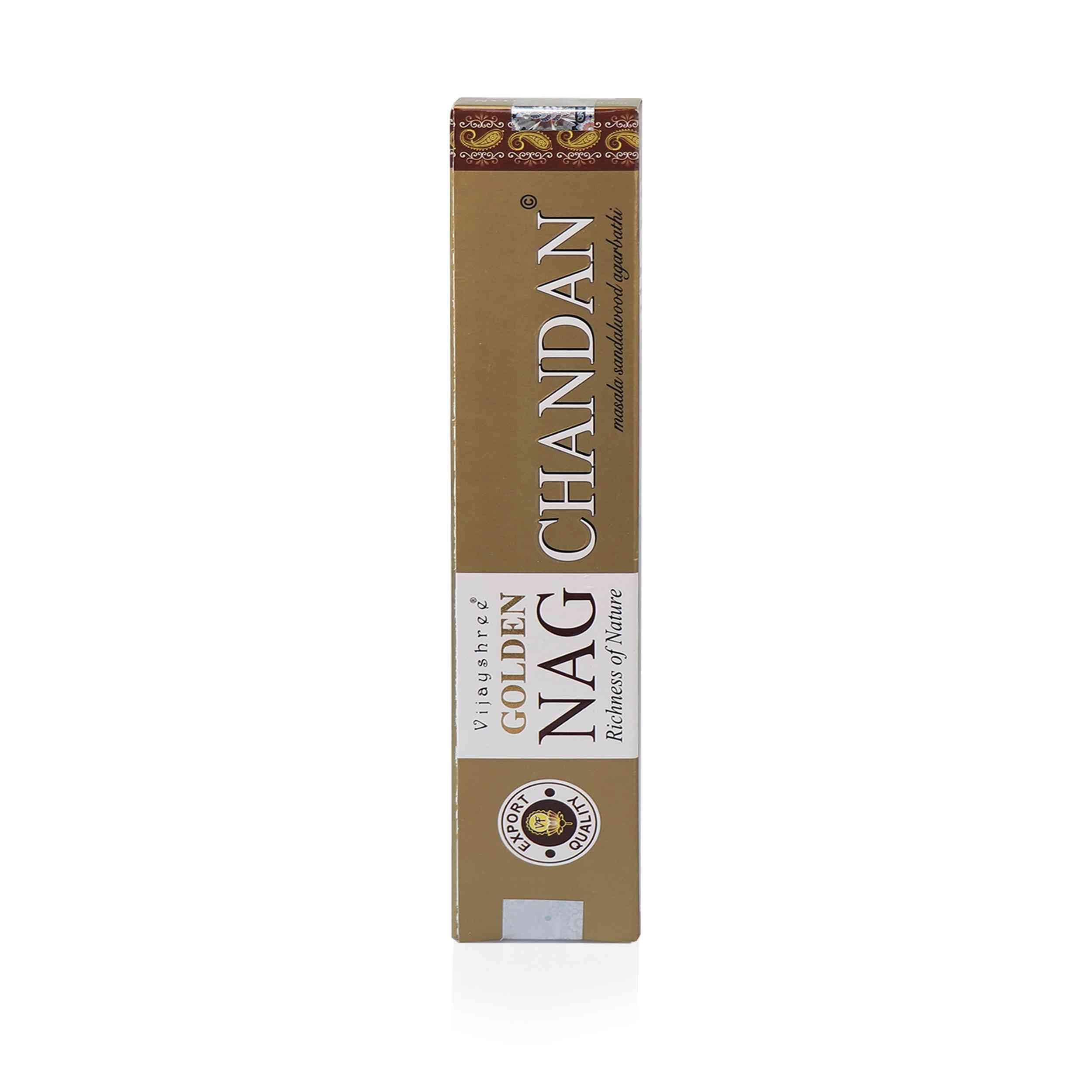 NKlaus Golden Nag Chandan Incense Sticks 15 g - Hand Rolled Incense with Classic Sandalwood Fragrance - Plant-based, Traditional and Pleasantly Warm