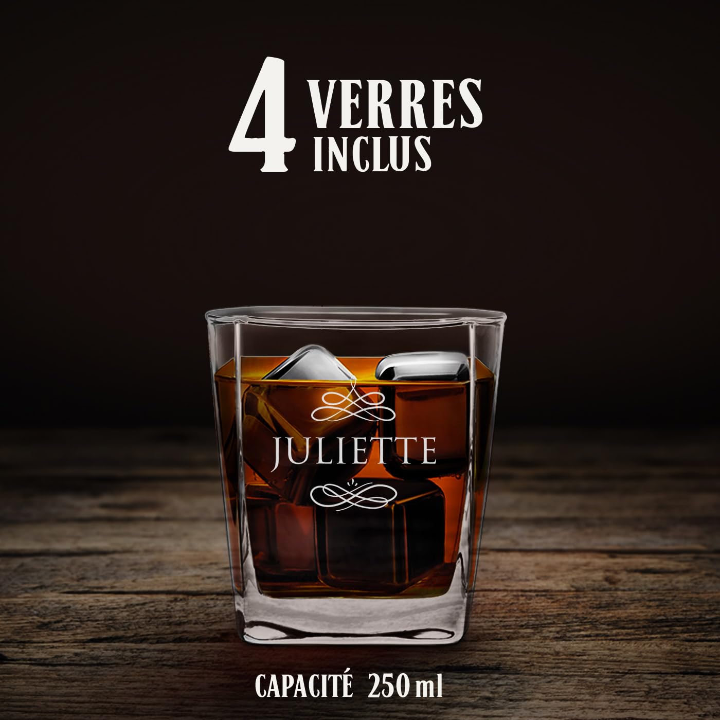 Maverton Ensemble 810 ml Carafe Whiskey originale et 4/6 verres avec gravure pour femmes - Service à whisky personnalisé pour elle - amie - maman - pour anniversaire - deco - Prénom