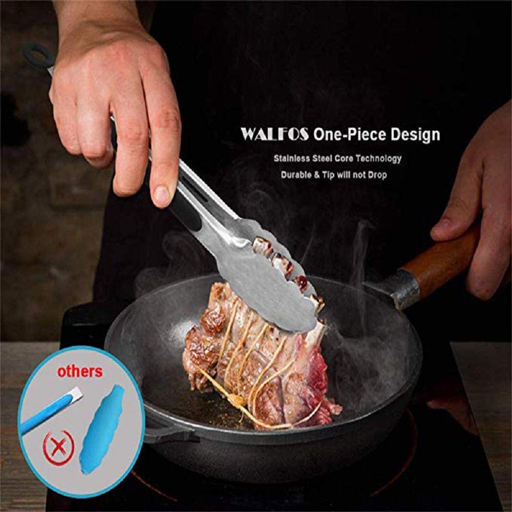 Pinze da cucina, Pinze for griglia for barbecue Pinze for servire insalata Pinze for alimenti Pinze da cucina in metallo in acciaio inossidabile Pinze da cucina for barbecue (dimensioni : 12 pollici)