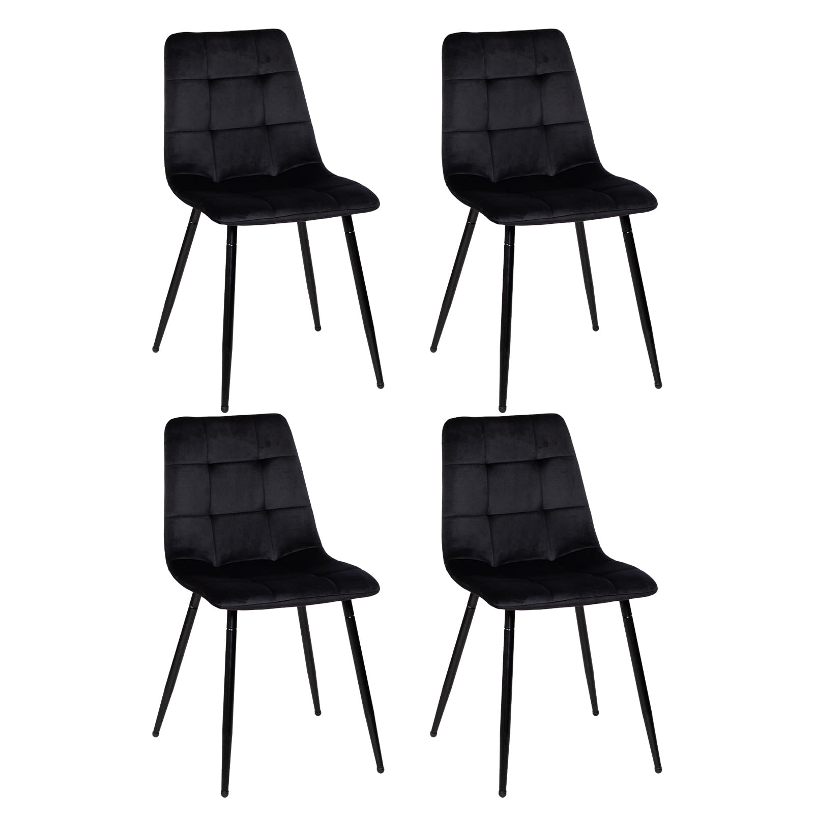 EGGREE Juego de 4 sillas de comedor de terciopelo con acolchado de diseño moderno, sillas de cocina, para comedor, salón, dormitorio, patas de metal, capacidad de carga de 150 kg, color negro