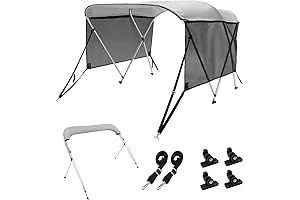 VEVOR 600D 1" Aluminum Alloy Frame Bimini Boat Covers: UV Protection, Detachable Mesh Sidewalls