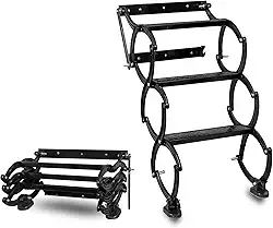 Escada dobrável montada na parede de 3 degraus, escadas dobráveis retráteis, escadas de acampamento portátil, sistema de puxar escada no sótão, para trailer, beliche (preto, 3 degraus)