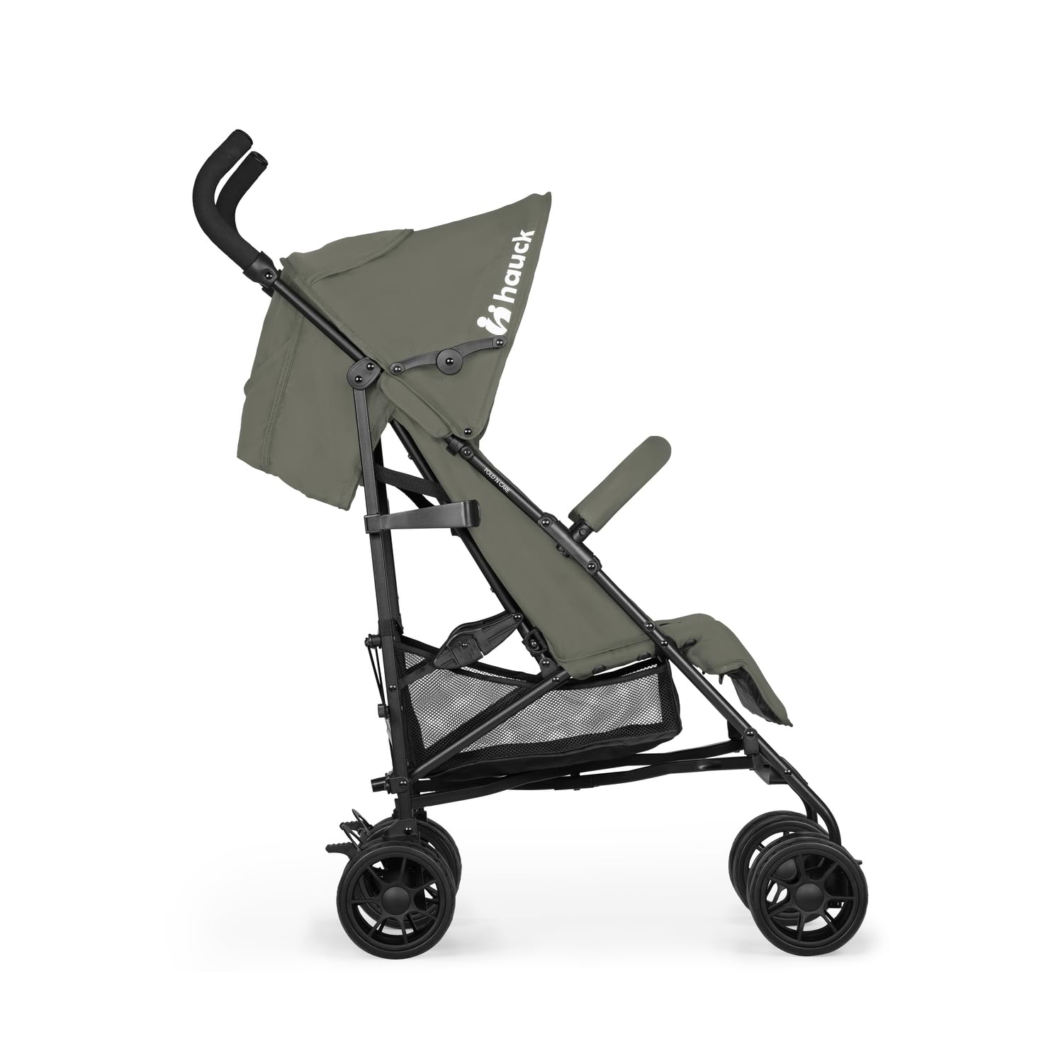 Hauck Fold N Care, passeggino leggero con parapioggia, da 6 mesi a 22 kg, pieghevole, pieghevole, parasole UPF 50+, ruote in EVA, cestino grande, passeggino da viaggio, colore: verde oliva