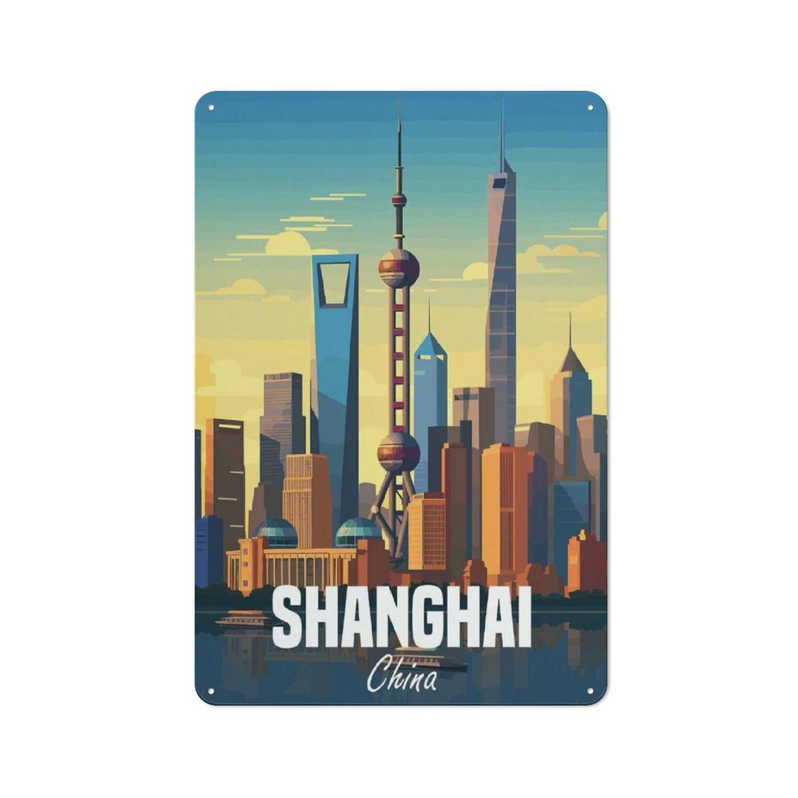 Junmoney Shanghai China For Lounge Or Reading Corner, Retro Tin Sign 30X20cm, Gift For Reading Corner Decorators During The Christmas Season