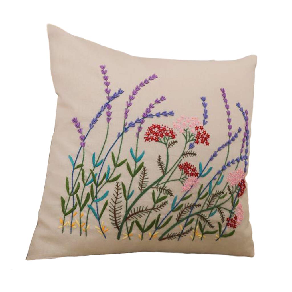 Abbraccia Embroidery Kit Beginner Pillowcase DIY Handcrafted Cross Stitch Decor - Lavender
