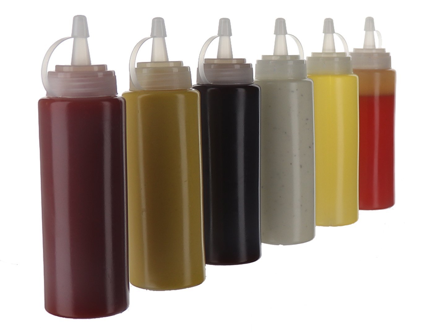 Godskitchen 12 Ounce (Set of 6) - Clear Plastic Squeeze Squirt Condiment Bottles with Twist On Cap Lids — Amazon image 2
