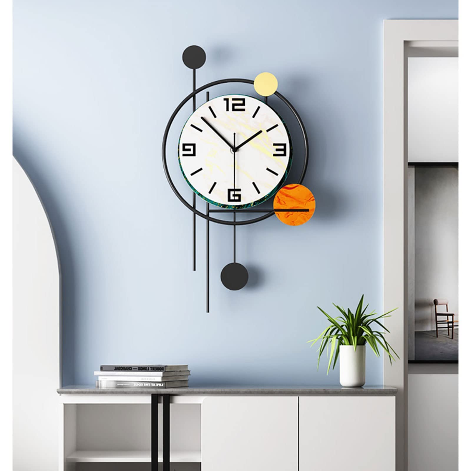 BONAD Nowoczesny zegar ścienny kreatywna dekoracja domu zegar ścienny 50 cm, cichy, bez tykania, bez huśtawki, metalowy standardowy stan, salon/biuro/jadalnia/zegar kuchenny biuro zegar ścienny