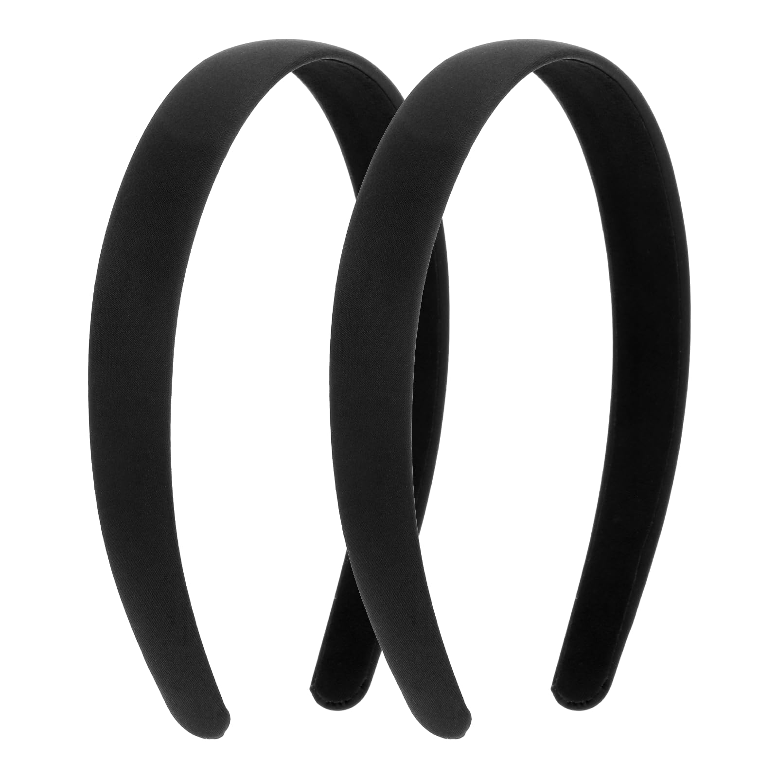 JIYIN 2 Stück Satin Haarreifen, 2cm Breit Hartes Kopfband Schwarz Haarband Rutschfest Haarbänder Make Up Haarreif für Sport Fitness Tägliches für Damen Und Mädchen