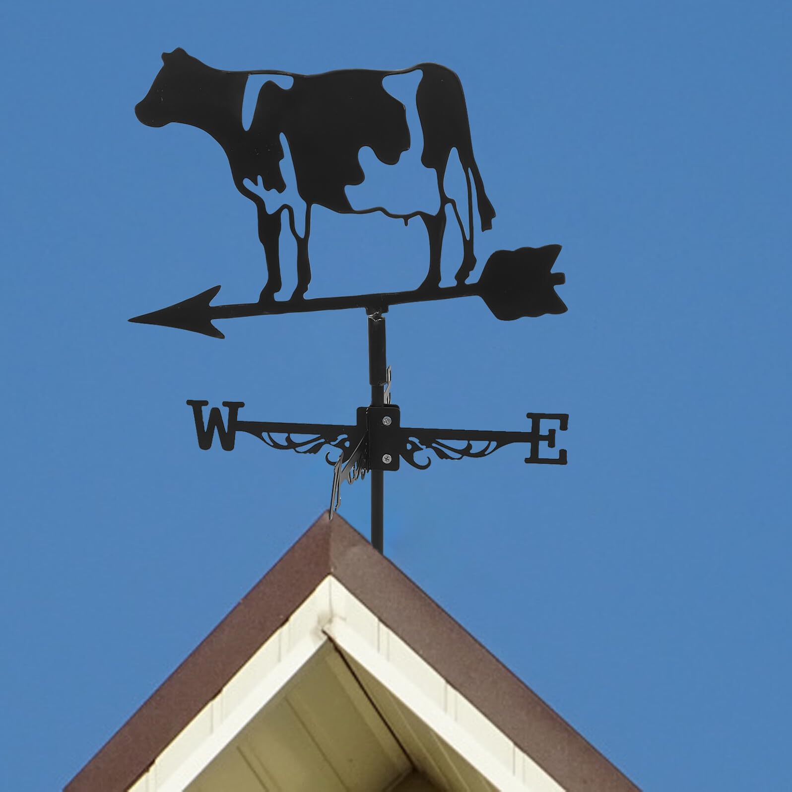 SHINEOFI 3D Kuh Wetterfahne aus Metall Gartenstecker Windanzeiger für Terrasse und Rasen Wetterbeständig Dekorative Dachwetterfahne für Garten und Pavillon