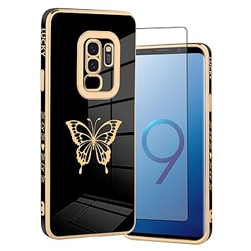 BITOBE Designed for Samsung S9 Plus 5G Case Butterflies Design for Women Girls,Cute Luxury Plating Full Camera Lens Protection Cover for Galaxy S9+ Plus 5G 6.2?-Black