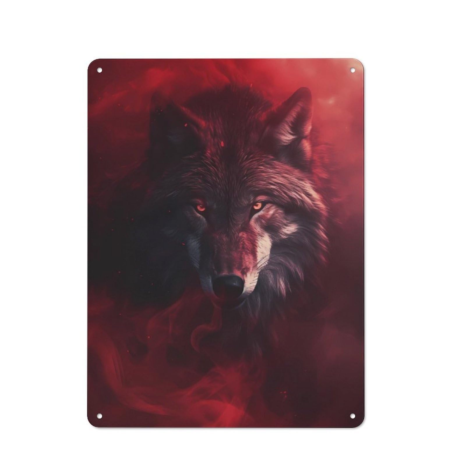 Junmoney Wolf Smoke Retro Metal Plaque 40X30cm For Bar Or Restaurant, Suited To Restaurant Interior Fans