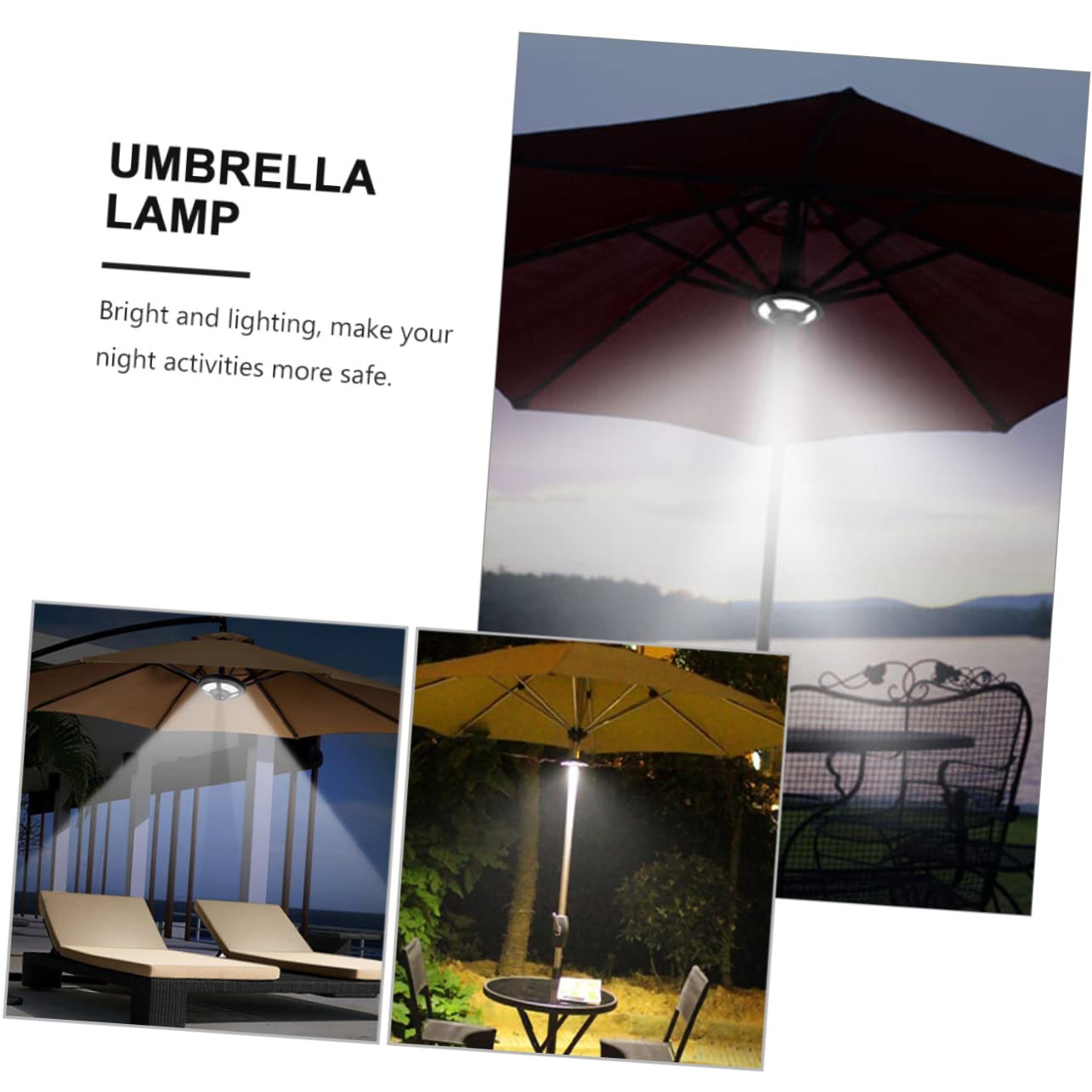 iplusmile Lampada da Ombrello LED Multifunzionale per Campeggio e Giardino, Luce Solare per Esterno in Abs, per Attività Notturne Sicure e Uso All'aperto