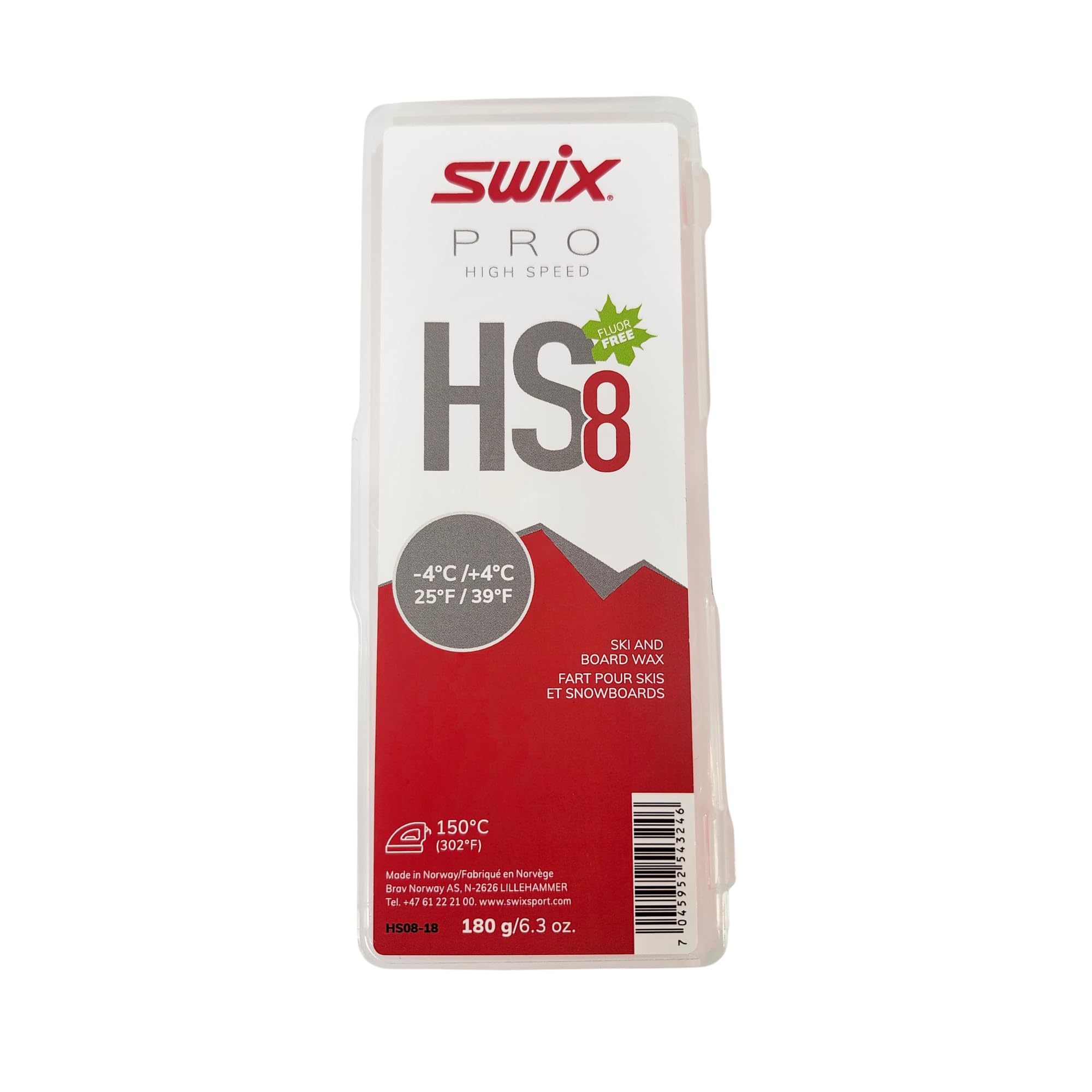 SWIX HF8 高性能グライドワックス Swix HS8 Red High Speed Ski & Snowboard Wax for Warmer