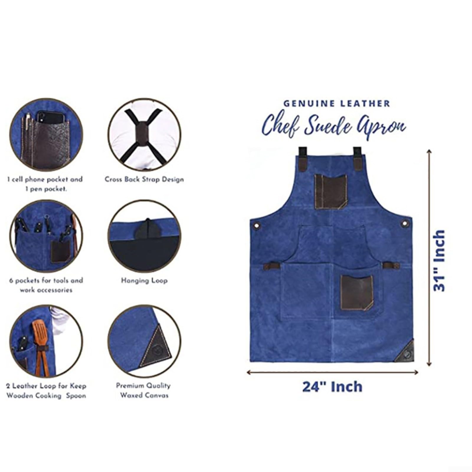 FABULETTA Delantal de fieltro de doble cara con cuero PU,correas ajustables, varios equipos de protección para soldadura, carpintería y cocina