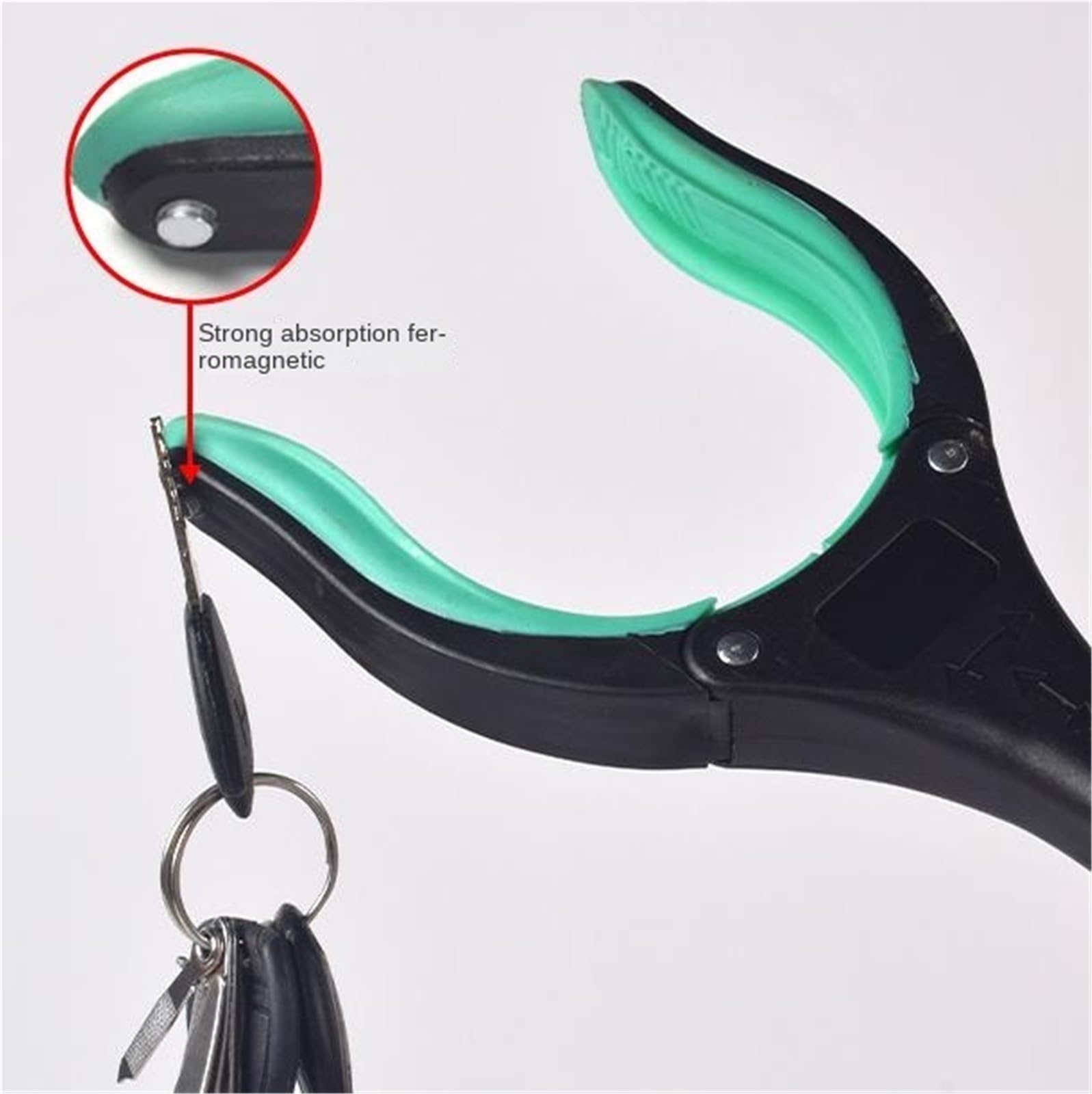 pinza de alcance, Herramienta de agarre y alcance, larga plegable, con fuerte, punta magnética, recogedor basura, ayuda for alcanzar(Gr眉n)