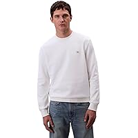 Calvin Klein Uomo Felpa Terry Badge con Scollo Rotondo, Bianco (Bright White)