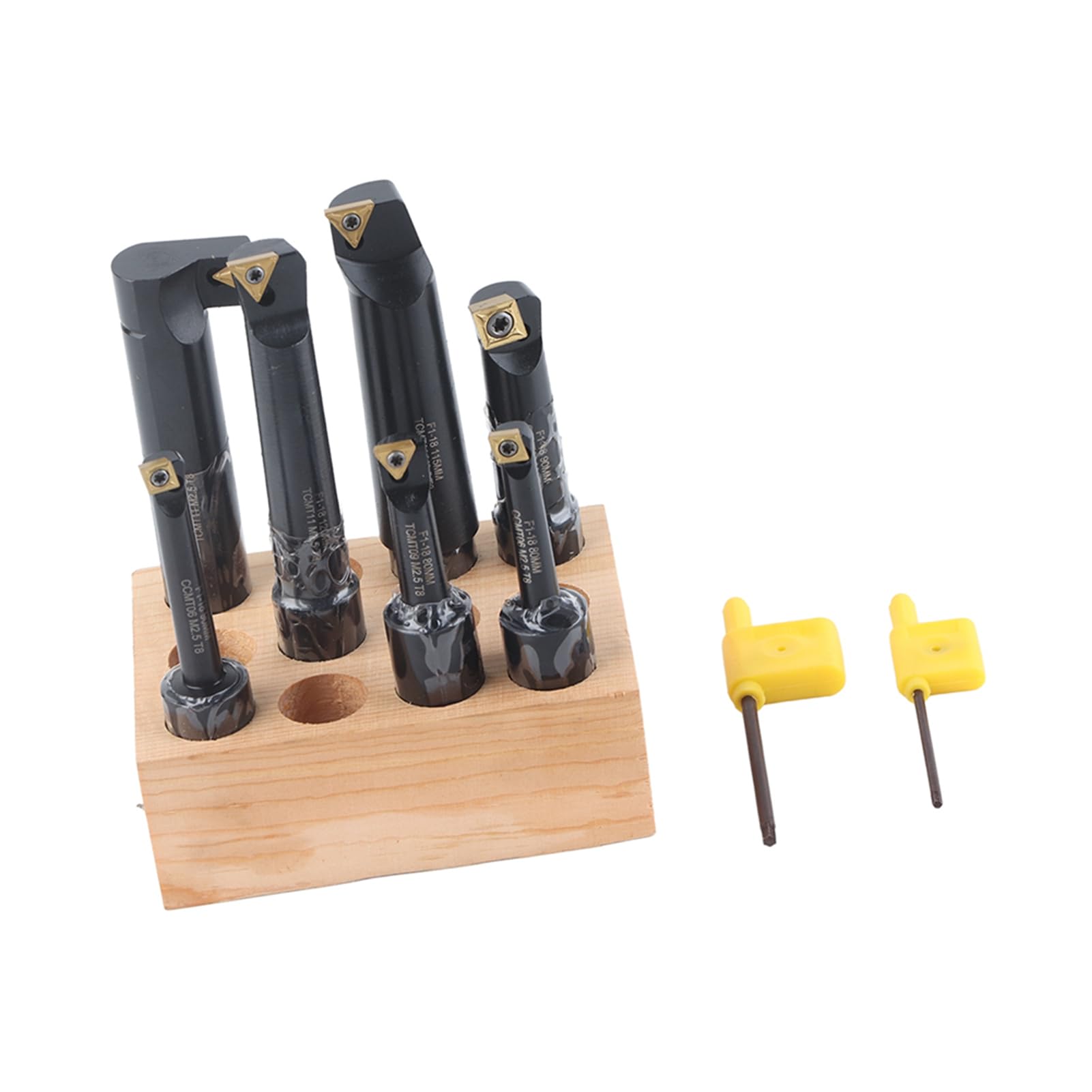 Marhynchus Ensemble d'outils d'alésage en Carbure cémenté 7 Pièces, Support de Barre Tournante Indexable à Tige Ronde, 18mm pour Tour et Aléseuse
